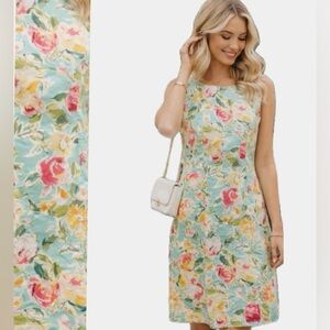 Vintage Floral preppy Sleeveless Dress - Multicolor, Size 10